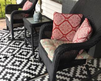 Wicker rockers $75. each, wicker side table $ 35.