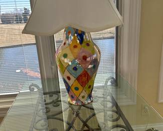 Beautiful Lamp on Iron  and Glass end table