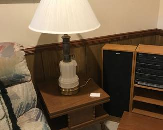 70’s side table, 60’s lamp