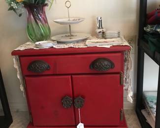 Very small red storage chest