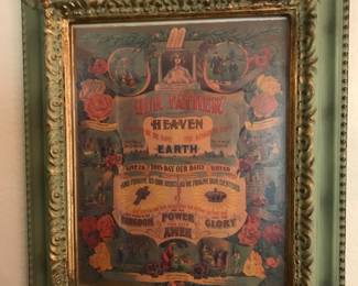 Rare 1905 framed Lords Prayer