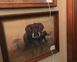Signed Artist African Elephants
