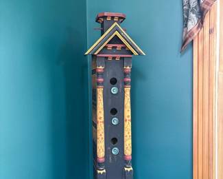 handmade wooden tall birdhouse