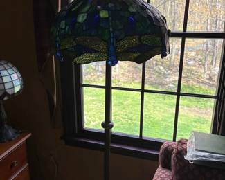 Tiffany Dragonfly Blue Stained Glass Floor Mirror