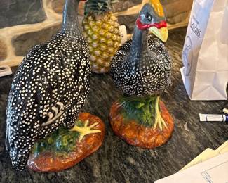 rare vintage pair of Guinea Hens - The Townsends Pottery