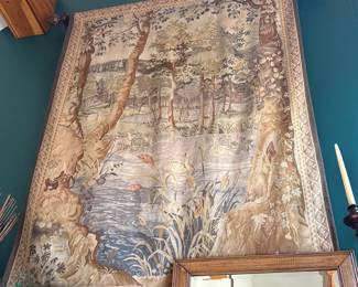 Vintage Ambusson Woven Duck Pond Tapestry 54" x 74"