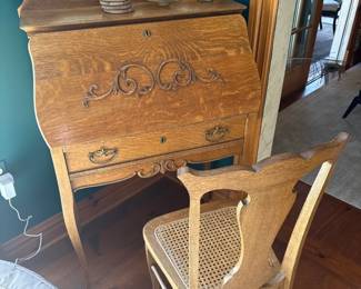 Larkin Style Oak Secretary Desk Bookshelf