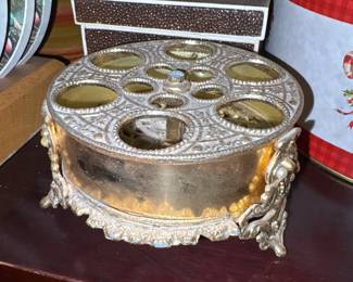 vintage brass lipstick holder
