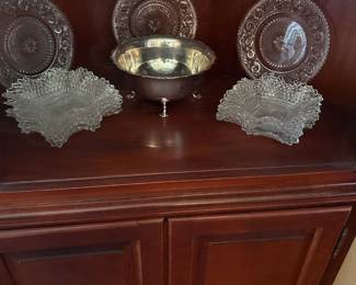 Indiana Glass Diamond Point Ruffled Edge Square Candy Dishes