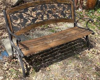 wooden and iron outdoor Bench
