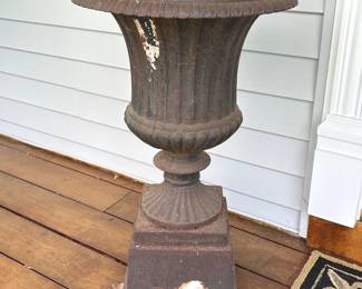 antique Iron garden urn