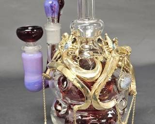 14K Gold Diamond Opal Water Pipe