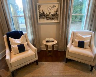 Beautiful nailhead white upholstered chairs