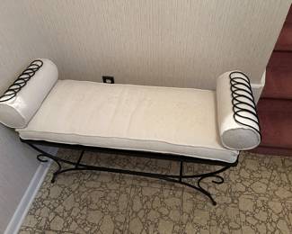 Upholstered and wrought iron bench