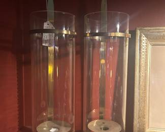 Tommi Parzinger Brass And Glass Wall Sconces