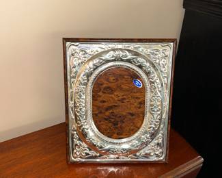 Sterling Silver Frame with Burlwood Backing