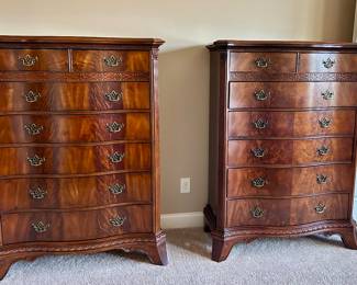 Vintage Flame Mahogany 7 Drawer Chest-Serpentine Front