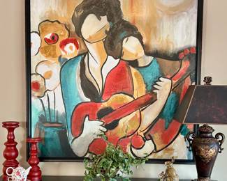 Vibrant Abstract Guitarist Painting