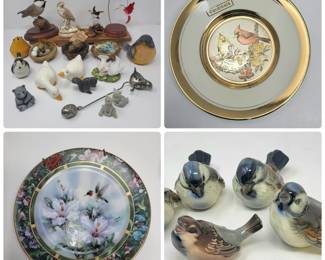69 Collectible Bird Figures, Plates Chokin, Lena Liu, Lefton, Goebel