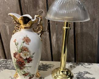 61 Alberta European Style Vase 24kt Gold Trim PartyLite GasLite Candle