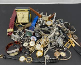 94 Bulova Travel Clock and Quartz Wristwatches