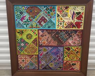 79 Indian Sari Style Patchwork Framed Wall Art
