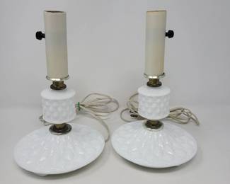 18 Mid 20th Century Milk Glass Table Lamps