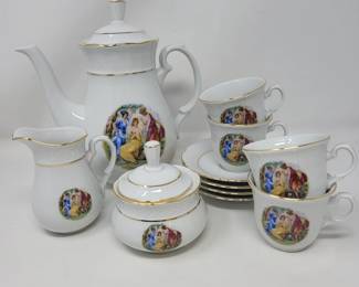 80 Renaissance White Glazed Ceramic Tea Set