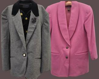 88 Womens Wool Blazers Houndstooth Solid Pink