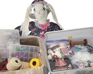 70 Vintage Sewing Notions Threads and Bunny BroomVacuum Cover