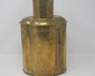 10 Etched Brass Chinese Tea Canister