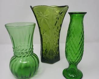 48 Green Glass Vases Anchor Hocking