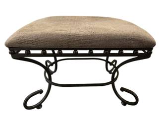 Metal Beige Upholstered Vanity Stool