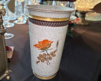 Royal Copenhagen Crackle Vase w/ Flower 