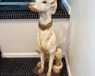 Antique Terracotta Whippet Statue 