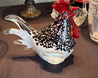 Murano Style Blown Glass Rooster