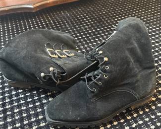 Shoe Bizz Paris Lace Up Black Boots 