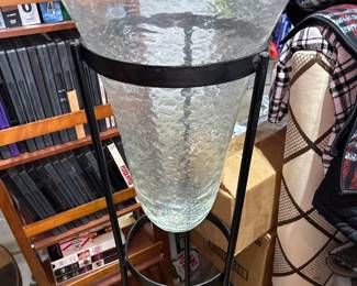 Glass Vase with WRought Iron Frame for plants 