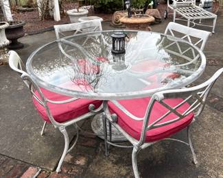 Iron and Glass top 5 piece patio set 