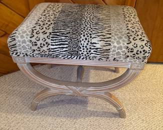 French 19th Century Louis XV Animal Print Stool 
