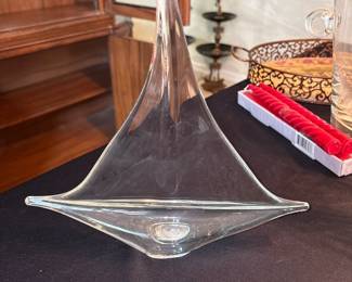 Mid Century Glass Sailboat Paperweight 