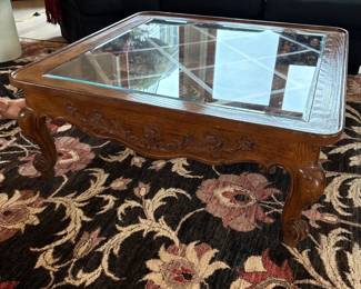 Baker Furniture French Provincial Carved Oak Coffee Table 