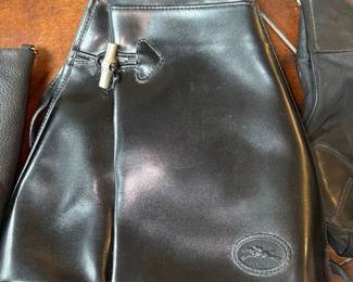 Black Leather Longchamp Backpack 
