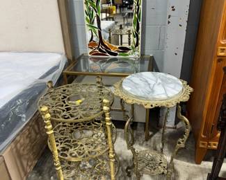 Marble top Plant Stand and Artwork Orlando
