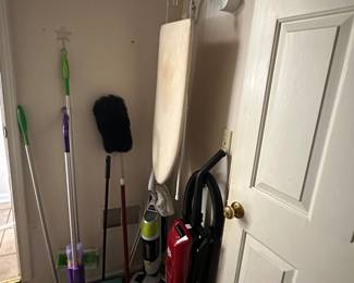 Vacuum cleaners, floor steamer, iron and ironing board