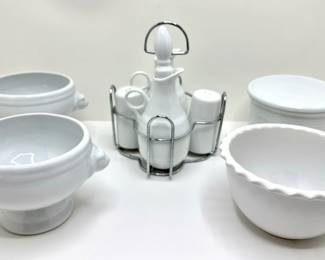 4 Vintage Porcelain Bowls: With Lion Heads By Cordon Bleu, Ruffled By Chantal & Condiment Set In Holder
Lot #: 115