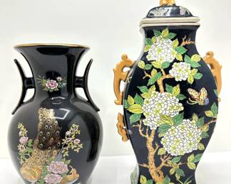 Chopsticks Andrea By Sadek Asian Style Covered Urn & Japanese Vase With Gold Peacock
Lot #: 46