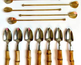 7 Vintage Japanese Bamboo Grapefruit Spoons & 6 Cocktail Spoons, All Appear Unused
Lot #: 171