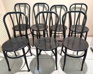 7 Vintage Painted Metal Bistro Chairs, Different Designs
Lot #: 198