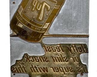 Vintage Letterpress Printing Block Of 7Up Advertisment
Lot #: 130